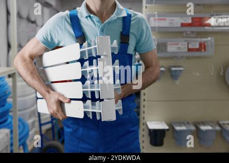 Bildausschnitt des Klempnerhalterabschnitts des Kühlers Stockfoto