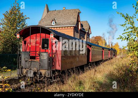 Alexisbad, Deutschland 25. Oktober 2024: Letzte Fotos vor der Einstellung des Verkehrs auf der Selketalbahn. Für rund einen Monat wird der Verkehr der Schmallspurbahn eingestellt. Sachsen-Anhalt *** Alexisbad, Deutschland 25. Oktober 2024 letzte Fotos bevor der Verkehr auf der Selketalbahn für etwa einen Monat eingestellt wird, wird der Verkehr auf der Schmalspurbahn eingestellt Sachsen-Anhalt Copyright: XFotostandx/xReissx Stockfoto