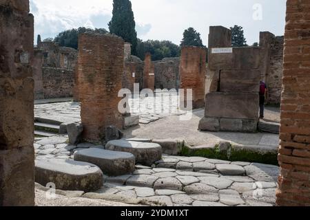Straßen in den Ruinen der römischen Stadt Pompeji in Cortona, in der Nähe von Neapel, Italien. Stockfoto