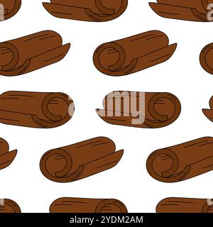 Nahtloses Zimtmuster im trendigen minimalistischen Cartoon-Stil. Idee der saisonalen Hintergrundstruktur. Isolierte Vektor-Illustration Verpackung oder Web, Poster, Banner, Broschüren, Karten, Preisschild, Etikett Stock Vektor
