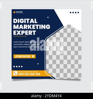 Digital Marketing Social Media Post Template, Digital Marketing Agency, Square Flyer Template, Digital Business Marketing Social Media Banner, Vektor Stock Vektor