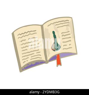 Buch mit Zaubersprüchen, Märchen oder Spielen über Hexerei, alte Bände mit esoterischen Rezepten und mystischen Reizen. Vektorabbildung für Hallow Stock Vektor