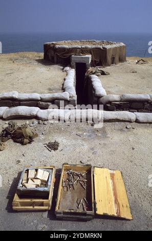 Erster Golfkrieg: Am 10. März 1991 wurde die irakische Verteidigung am Anjafa Beach in Kuwait City aufgegeben. Stockfoto