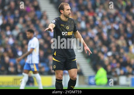 Craig Dawson in Aktion für Wolverhampton Wanderers FC im AMEX Stadium Stockfoto