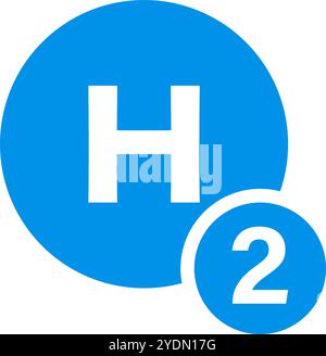 Wasserstoffsymbol. H2-Symbol. Editierbarer Vektor. Stock Vektor