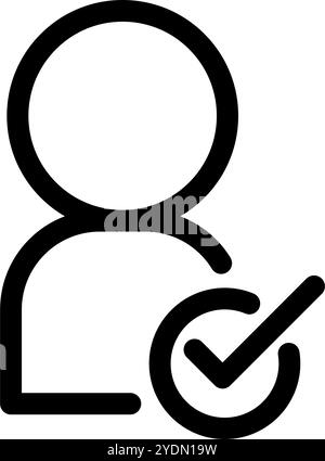 Symbol für Person und Häkchen. Symbol „Einstellung“. Editierbarer Vektor. Stock Vektor