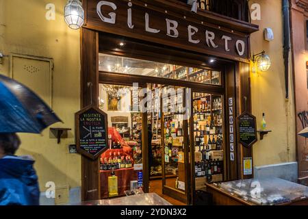 Via degli Orefici, Bologna, Emilia-Romagna, Italien Stockfoto