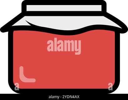 Flaches Design mit Erdbeermarmelade. Editierbarer Vektor. Stock Vektor