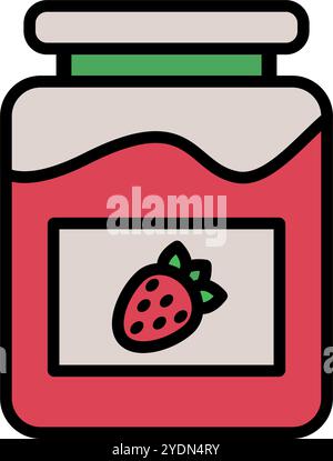 Erdbeermarmelade. Erdbeergelee. Editierbarer Vektor. Stock Vektor