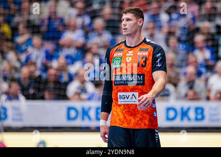 Lemgo, Deutschland. Oktober 2024. Sebastian Heymann (Rhein-Neckar Loewen, #13) GER, TBV Lemgo Lippe vs. Rhein-Neckar Loewen, Handball, 1. Bundesliga, 8. Spieltag, Spielzeit 2024/2025, 27.10.2024 Foto: Eibner-Pressefoto/Jan Rollinger Credit: dpa/Alamy Live News Stockfoto