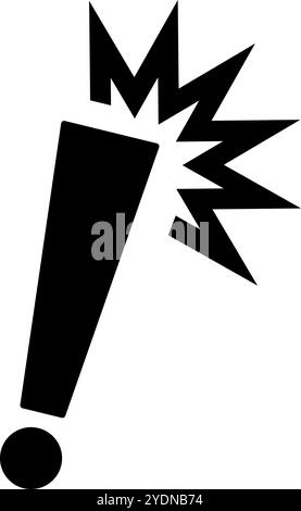 Auffälliges Symbol für überraschende Silhouette. Symbol für Ausrufezeichen der Reaktion. Symbol für starke Wirkung. Editierbarer Vektor. Stock Vektor
