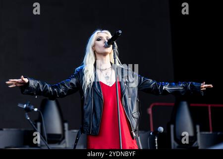 Reggio Emilia, Italien. März 2024. Taylor Momsen von The Pretty Reconcess tritt am 25. Mai 2024 in der RCF Arena Campovolo in Reggio Emilia auf. (Foto: Roberto Finizio/NurPhoto) Credit: NurPhoto SRL/Alamy Live News Stockfoto