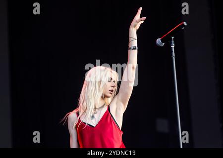 Reggio Emilia, Italien. März 2024. Taylor Momsen von The Pretty Reconcess tritt am 25. Mai 2024 in der RCF Arena Campovolo in Reggio Emilia auf. (Foto: Roberto Finizio/NurPhoto) Credit: NurPhoto SRL/Alamy Live News Stockfoto