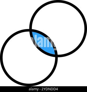 Sich schneidende Kreise und blauer gemeinsamer Bereich. Editierbarer Vektor. Stock Vektor