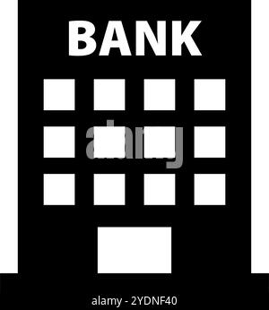 Silhouettensymbol für Bankgebäude. Finanzgeschäft. Editierbarer Vektor. Stock Vektor