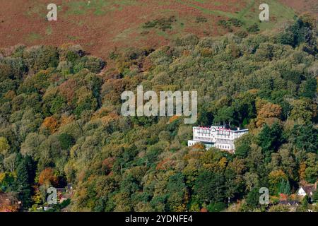 Das Long Mynd House auf der Seite des Long Mynd, Church Stretton, Shropshire Stockfoto