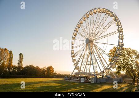 Riesenrad in Heringsdorf, Usedom, Ostsee, Deutschland, Messe, Volksfest, Messe, Weihnachtsmarkt. Sommer, Winter, Frühling, Herbst Stockfoto