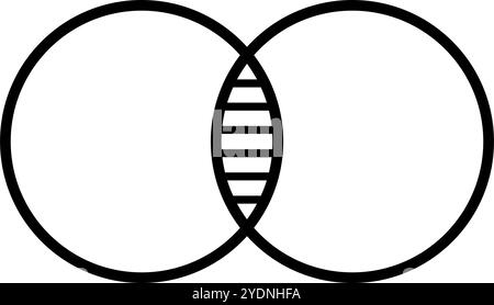 Symbol für sich schneidende Kreise und gemeinsame Fläche. Editierbarer Vektor. Stock Vektor