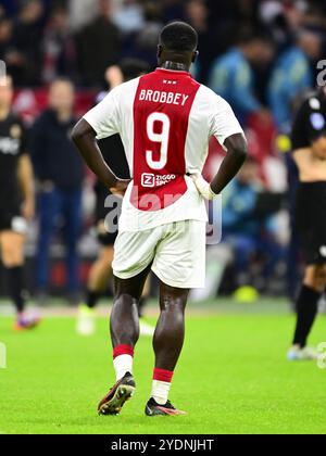 AMSTERDAM: Brian Brobbey of Ajax nach dem niederländischen Eredivisie-Spiel zwischen AFC Ajax Amsterdam und Willem II in der Johan Cruijff Arena am 27. Oktober 2024 in Amsterdam. ANP OLAF RISS Stockfoto