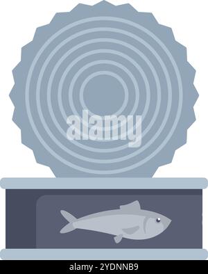 Sardinen können einen einzigen Fisch im Inneren konservieren, Konzept der Lebensmittelkonservierung Stock Vektor