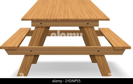 3D-Picknicktisch aus Holz Stock Vektor