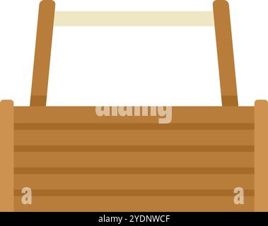 Klassischer leerer Werkzeugkasten aus Holz zur Aufbewahrung von Instrumenten, isoliert auf weißem Hintergrund Stock Vektor