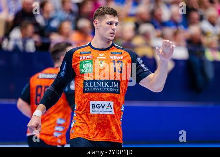 Lemgo, Deutschland. Oktober 2024. Sebastian Heymann (Rhein-Neckar Loewen, #13) GER, TBV Lemgo Lippe vs. Rhein-Neckar Loewen, Handball, 1. Bundesliga, 8. Spieltag, Spielzeit 2024/2025, 27.10.2024 Foto: Eibner-Pressefoto/Jan Rollinger Credit: dpa/Alamy Live News Stockfoto