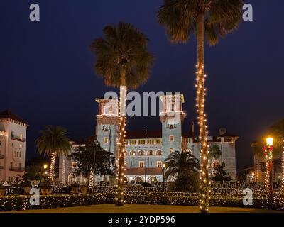 Das Lightner Museum, ehemals Hotel Alcazar, während der Nacht der Lichterfeier, St. Augustine, Florida, USA Stockfoto