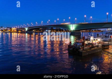 Die Kennedybrücke, mittlere der 3 Bonner Rheinbrücken, verbindet das Zentrum von Bonn und den Stadtteil Beuel, Bundesstraße B56, Stadtbahnlinien und Geh- und Radwege, Bonn NRW, Deutschland Kennedybrücke *** die Kennedybrücke, die Mitte von Bonns 3 Rheinbrücken, verbindet das Zentrum von Bonn und den Stadtteil Beuel, Bundesstraße B56, Stadtbahnlinien und Fußwege und Radwege, Bonn NRW, Deutschland Kennedy Brücke Stockfoto