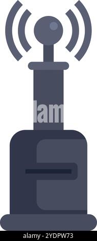 Diese Vektorabbildung zeigt eine einfache Antenne, die Funkwellen sendet, ein Konzept, das häufig verwendet wird, um drahtlose Technologie darzustellen Stock Vektor