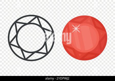 Vektor Einfaches Minimalistisches Edelsteinsymbol. Diamant, Kristall, Strass Nahaufnahme Isoliert. Jewerly-Konzept. Designvorlage für Edelsteine, Gem Clipart Stock Vektor