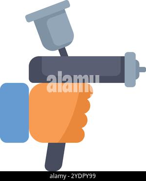 Arbeiter Hand hält Farbspritzpistole, Flachbild-Symbol für Lackierservice Stock Vektor