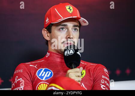 Mexiko-Stadt, Mexiko. Oktober 2024. LECLERC Charles (mco), Scuderia Ferrari SF-24, Portrait-Pressekonferenz während der Formel 1 Gran Premio de la Ciudad de Mexico 2024, 20. Runde der Formel-1-Weltmeisterschaft 2024 vom 25. Bis 27. Oktober 2024 auf dem Autodromo Hermanos Rodriguez in Mexiko-Stadt, Mexiko - Foto Eric Alonso/DPPI Credit: DPPI Media/Alamy Live News Stockfoto