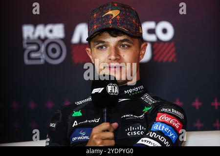 Mexiko-Stadt, Mexiko. Oktober 2024. NORRIS Lando (gbr), McLaren F1 Team MCL38, Portrait-Pressekonferenz während der Formel 1 Gran Premio de la Ciudad de Mexico 2024, 20. Runde der Formel-1-Weltmeisterschaft 2024 vom 25. Bis 27. Oktober 2024 auf dem Autodromo Hermanos Rodriguez in Mexiko-Stadt, Mexiko - Foto Eric Alonso/DPPI Credit: DPPI Media/Alamy Live News Stockfoto