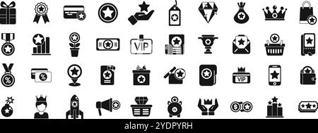 Symbole für exklusive Vorteile. Treueprogramm mit Premium-Vorteilen, Sonderangeboten und Anerkennung für geschätzte Kunden Stock Vektor