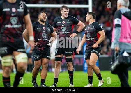 Toulouse, Frankreich. Oktober 2024. Joshua Brennan aus Toulouse während des französischen Meisterschaftsspiels der Top 14 Rugby union zwischen Stade Toulousain und RC Toulon am 27. Oktober 2024 im Stadion de Toulouse in Toulouse, Frankreich - Foto Nathan Barange/DPPI Credit: DPPI Media/Alamy Live News Stockfoto