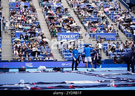 Tokio, Japan. Oktober 2024. Allgemeine Ansicht Tennis : Einzelspiel im Ariake Colosseum während des TORAY PAN PACIFIC OPEN TENNIS 2024 in Tokio, Japan. Quelle: SportsPressJP/AFLO/Alamy Live News Stockfoto