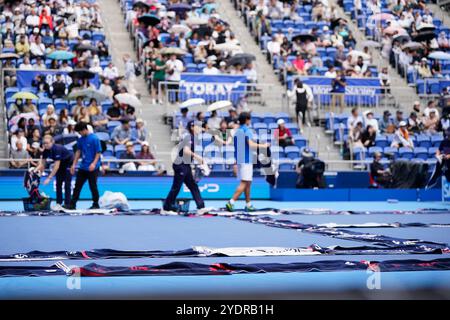 Tokio, Japan. Oktober 2024. Allgemeine Ansicht Tennis : Einzelspiel im Ariake Colosseum während des TORAY PAN PACIFIC OPEN TENNIS 2024 in Tokio, Japan. Quelle: SportsPressJP/AFLO/Alamy Live News Stockfoto