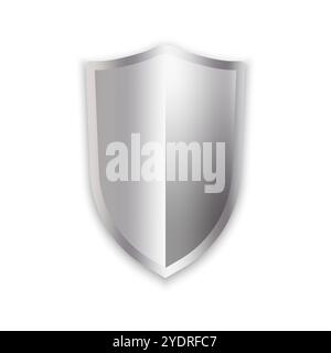 Silbernes Schild. Vektor für den Sicherheitsschutz. Metallic-Verteidigungssymbol. Sicherheitsemblem-Konzept. Stock Vektor