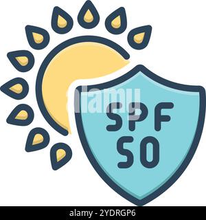 Symbol für lsf 50, uv-Schutz Stock Vektor