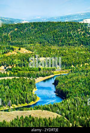Blick auf den Snake River vom Signal Mountain im Grand Teton National Park, Wyoming, USA Stockfoto
