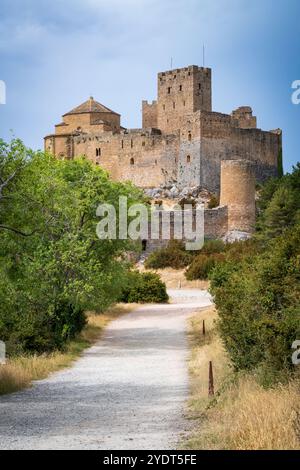 Schloss Loarre, romanische Burg und Abtei in der Nähe der gleichnamigen Stadt, Provinz Huesca in der autonomen Region Aragon in Spanien. Es ist einer von Stockfoto