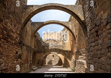 Schloss Loarre, romanische Burg und Abtei in der Nähe der gleichnamigen Stadt, Provinz Huesca in der autonomen Region Aragon in Spanien. Es ist einer von Stockfoto