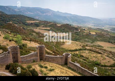 Schloss Loarre, romanische Burg und Abtei in der Nähe der gleichnamigen Stadt, Provinz Huesca in der autonomen Region Aragon in Spanien. Es ist einer von Stockfoto