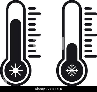 Schwarzes Symbol für flaches Vektor der Temperatur Stock Vektor
