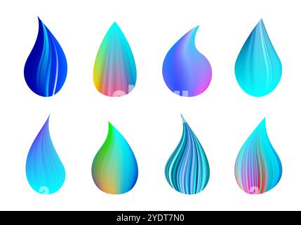 Farbenfrohe Vektor-Tropfengruppe. Stock Vektor