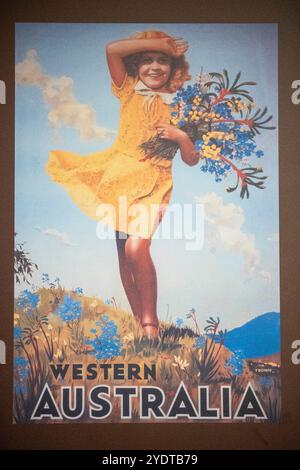 Perth Australien 18. 03. 2024 dieses Bild zeigt ein Vintage-Tourismusplakat, das Western Australia fördert. Stockfoto