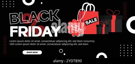 Black Friday Shopping-Angebot mit Verkaufstaschen. Vektorabbildungen. Stock Vektor