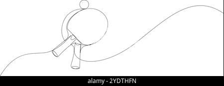 Tischtennisschläger mit durchgehender Linienzeichnung. Tischtennis One Line Art. Abbildung eines einzeiligen Vektors Stock Vektor
