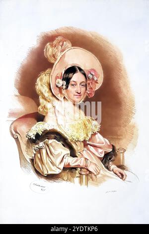 Therese von Hofmannsthal, geb. Schefteles (1777 - 1850), Urgroßmutter des Dichters Hugo von Hofmannstha, historische, digital restaurierte Reproduktion eines Originals aus dem 19. Jahrhundert, Datum nicht angegeben, geb. Schefteles (1777–1850), Urgroßmutter des Dichters Hugo von Hofmannstha, Historisch, digital restaurierte Reproduktion von einer Vorlage aus dem 19. Jahrhundert Stockfoto